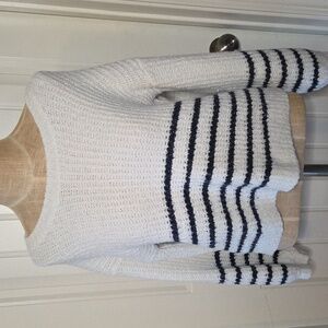 Fuzzy Crop Sweater With Stripes